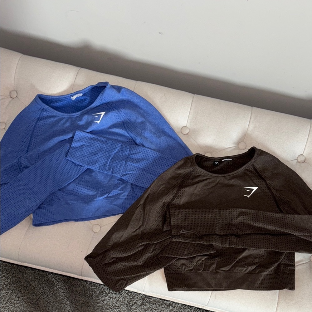 Gymshark Blue and Brown Crop Tops